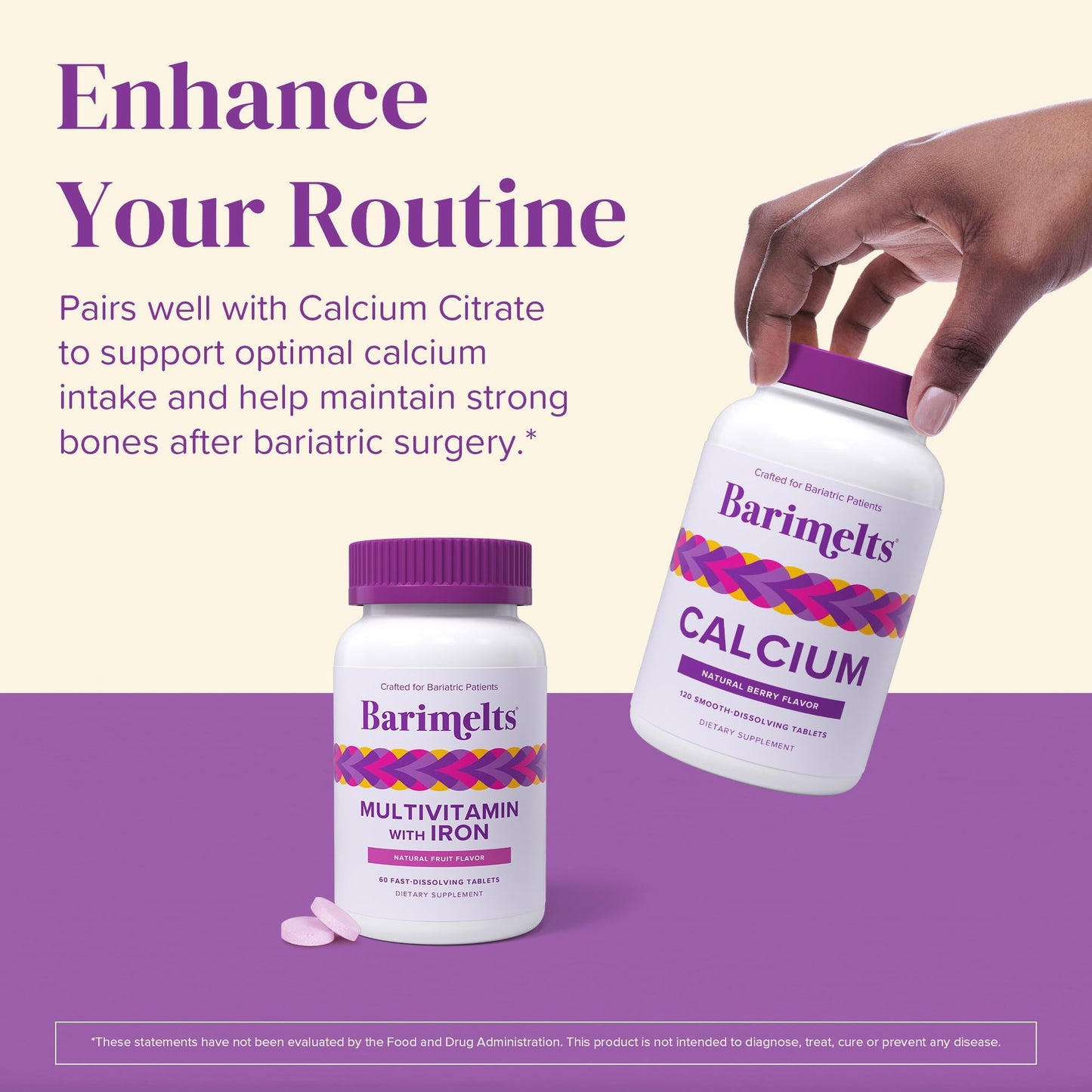 BariMelts Bariatric Multivitamin with Iron – 60 Fast-Dissolving Tablets, Sugar-Free, Natural Fruit Flavor