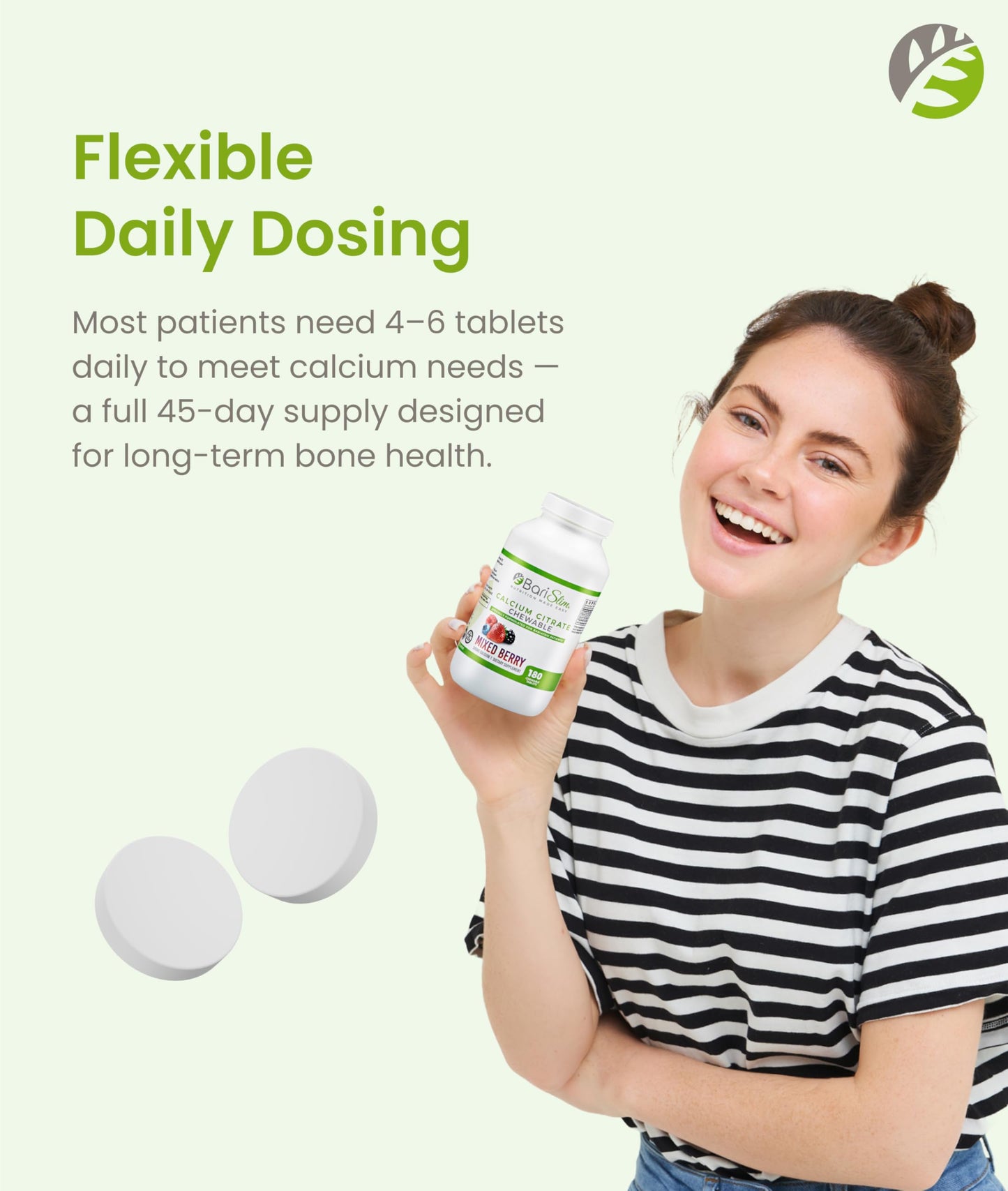 BariSlim Bariatric Calcium Citrate with Magnesium & Vitamin D – 500 mg per Serving | Mixed Berry, 90 Servings