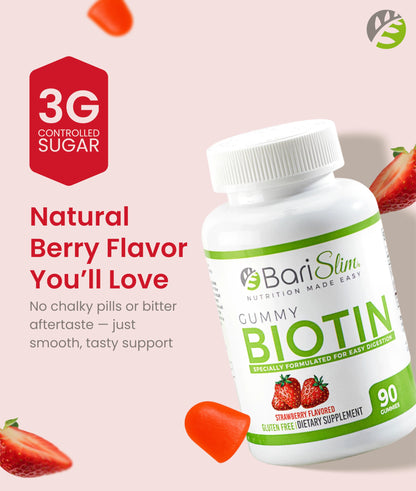 BariSlim Biotin Gummies for Bariatric Patients | 5000 mcg, Easy to Digest, 90 Chews
