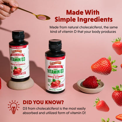 Barlean's Vitamin D3 Liquid 5000 IU – Pack of 2 (Strawberry Milkshake)