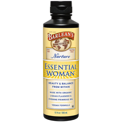 Barlean's Essential Woman Liquid Supplement – 12 oz, Omegas 3-6-9, Flaxseed & Evening Primrose Oil