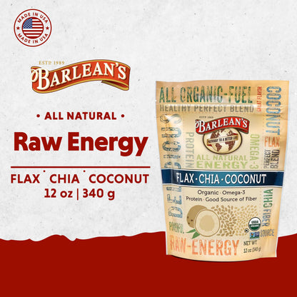 Barlean's Organic Flax Chia Coconut Seed Blend – 12 oz | 2,330 mg Omega-3 (ALA) & Fiber
