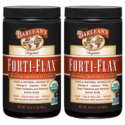 Barlean's Forti-Flax Organic Flaxseed - Ground Whole Raw Seeds, 16 oz, 2 Pack