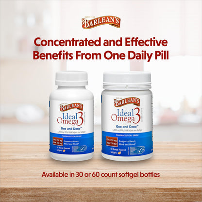 Barlean's Ideal Omega-3 Softgels 1000mg EPA/DHA – Heart Health & Mood