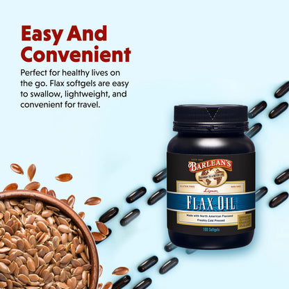 Barlean's Lignan Flaxseed Oil Softgels – 1,550 mg ALA Omega-3, Cold-Pressed, 1000 mg, 250 ct