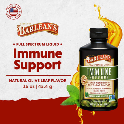 Barlean's Peppermint Olive Leaf Complex — Liquid Immune Support (95 mg Oleuropein)