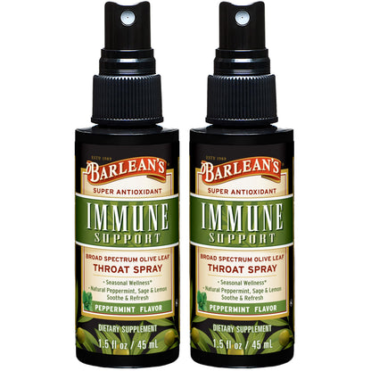 Barlean's Olive Leaf Complex Throat Spray (2 Pack) – Peppermint, Lemon & Sage, 1.5 oz