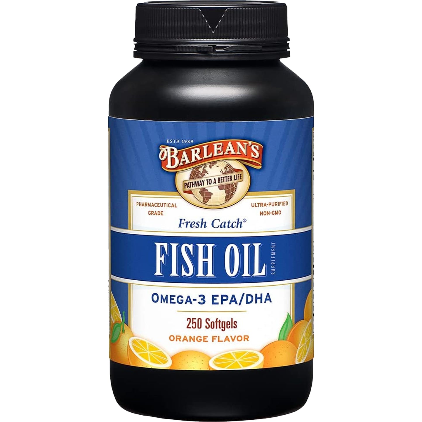Barlean's Omega-3 Fish Oil 600mg Softgels (Orange Flavor) – EPA 360mg / DHA 240mg, 250 Count