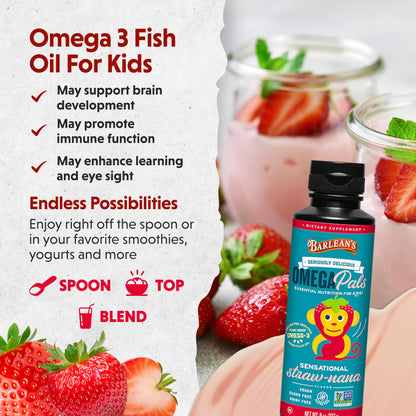 Barlean's Omega 3 Flaxseed Oil for Kids – Straw-Nana, 8 oz, 2-Pack