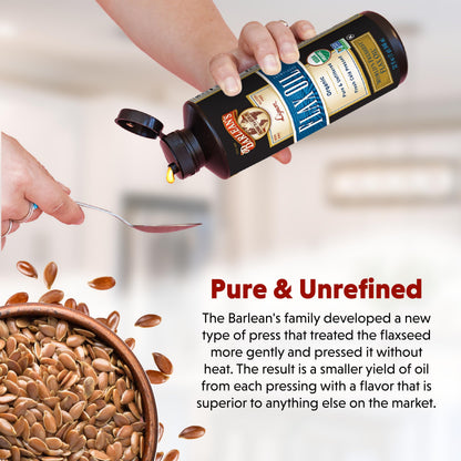 Barlean's Organic Lignan Flaxseed Oil - 16 oz, 7,230 mg ALA, Vegan & Gluten Free