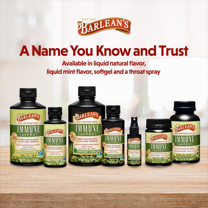 Barlean's Peppermint Olive Leaf Complex — Liquid Immune Support (95 mg Oleuropein)