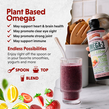 Barlean's Pink Lemonade Vegan Omega-3 Algae Oil – 630 mg EPA & DHA, 16 oz