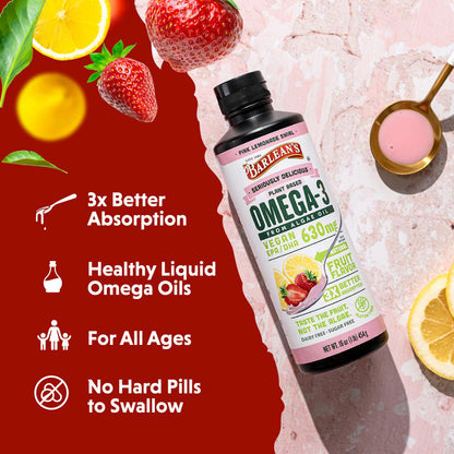 Barlean's Pink Lemonade Vegan Omega-3 Algae Oil – 630 mg EPA & DHA, 16 oz