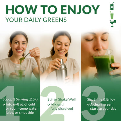 Barley Grass Juice Powder Organic - Raw & Cold-Processed Superfood (6.35oz / 180g) | 72 Servings