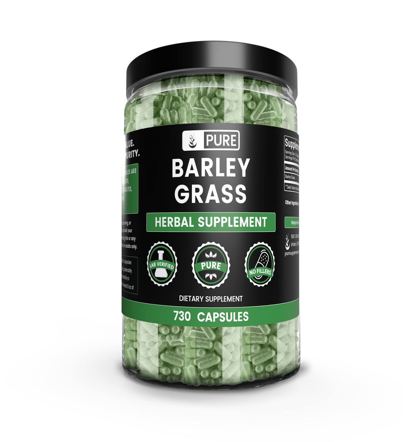 Pure Barley Grass Capsules (730 Count) - No Magnesium or Rice Fillers | Always Pure
