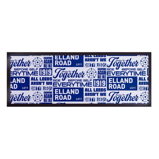Leeds - Word Montage - White & Blue - Bar Runner