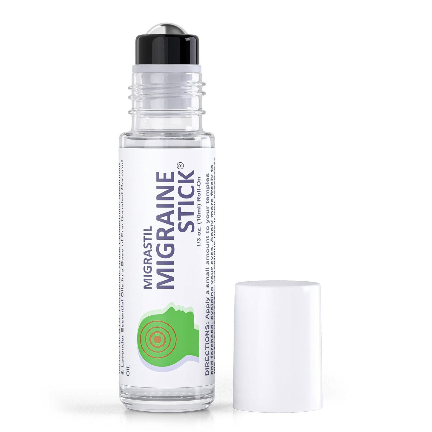 Basic Vigor Migrastil Migraine Stick Roll-on – Fast Cooling Headache Relief | Peppermint, Lavender Oils, Metal Roller, Made in USA