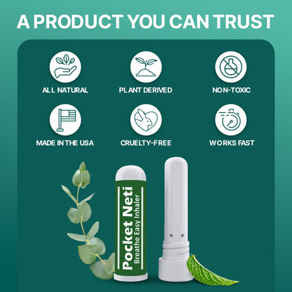 Basic Vigor Pocket Neti: Breathe Easy Himalayan Salt Inhaler 2-Pack with Eucalyptus