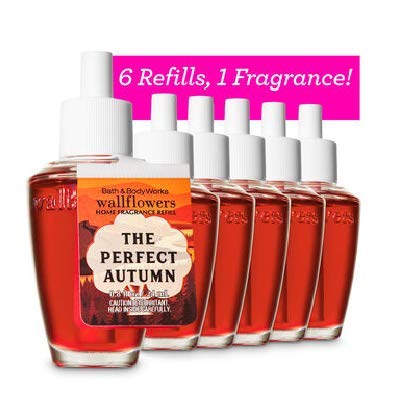 Bath and Body Works 6 Pack The Perfect Autumn Wallflowers Fragrance Refill 0.8 oz