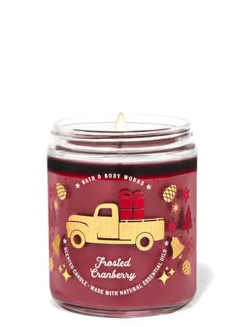Bath & Body Works White Barn 1-Wick Candle with Essential Oils – Frosted Cranberry, 7 oz