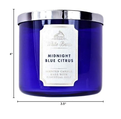 Bath and Body Works White Barn 3-Wick Candle w/ Essential Oils - 14.5 oz - Midnight Blue Citrus (2021 Core Scents)