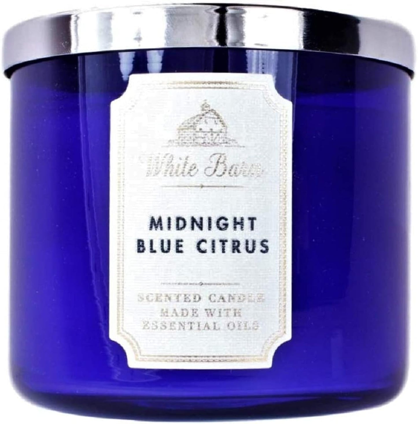 Bath and Body Works White Barn 3-Wick Candle w/ Essential Oils - 14.5 oz - Midnight Blue Citrus (2021 Core Scents)