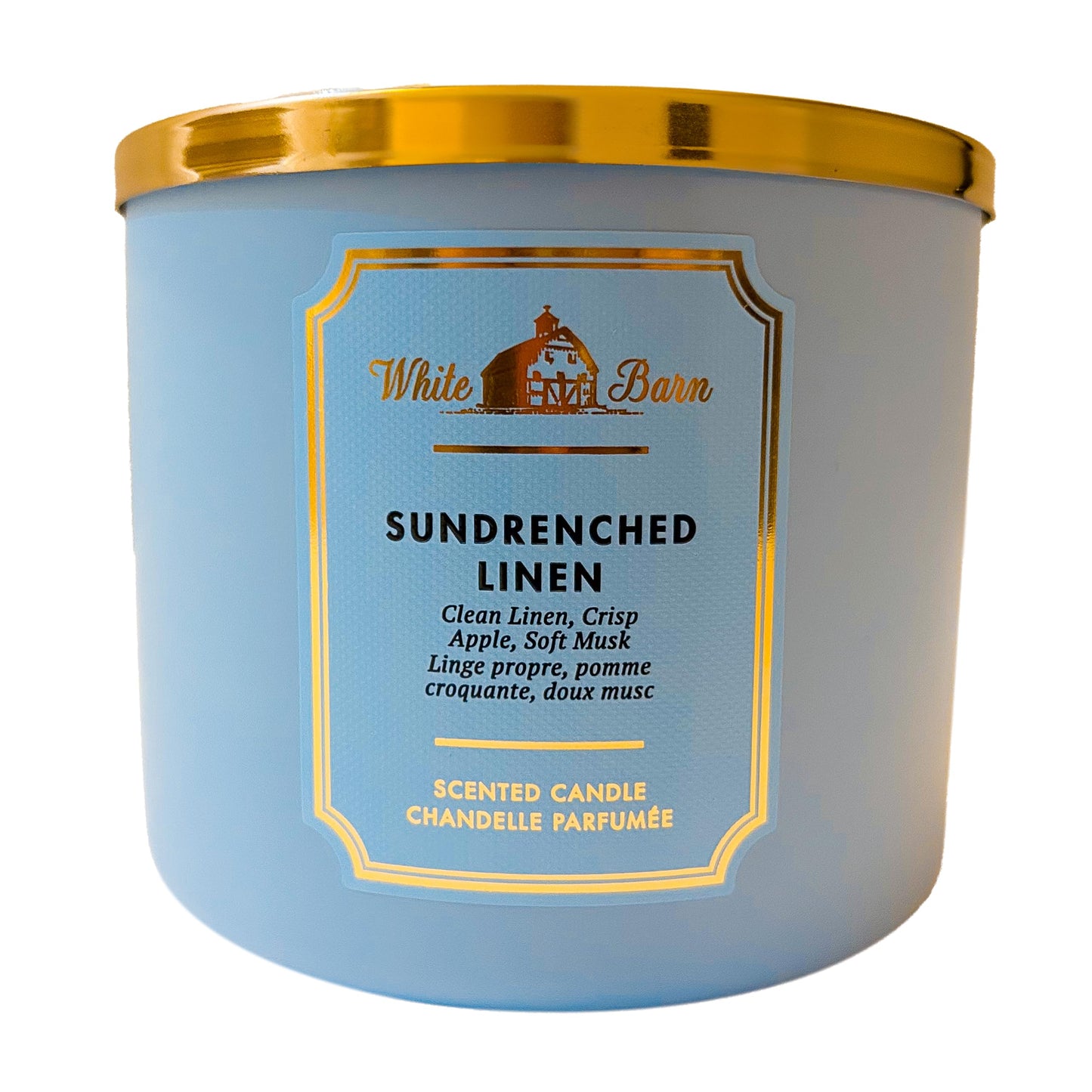 Bath & Body Works White Barn 3-Wick Candle with Essential Oils - 14.5 oz - New Core Scents (Sundrenched Linen)