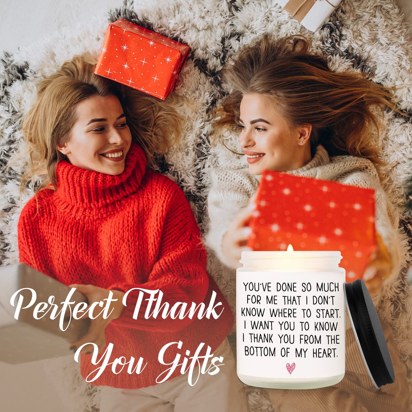 BaubleDazz Thank You Gifts for Women - Lavender Soy Wax Candle (7oz) - Appreciation Gift for Friends, Coworkers, Hostess
