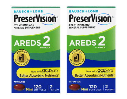 Bausch + Lomb PreserVision AREDS 2 - Lutein & Zeaxanthin, 120 MiniGels (Pack of 2)