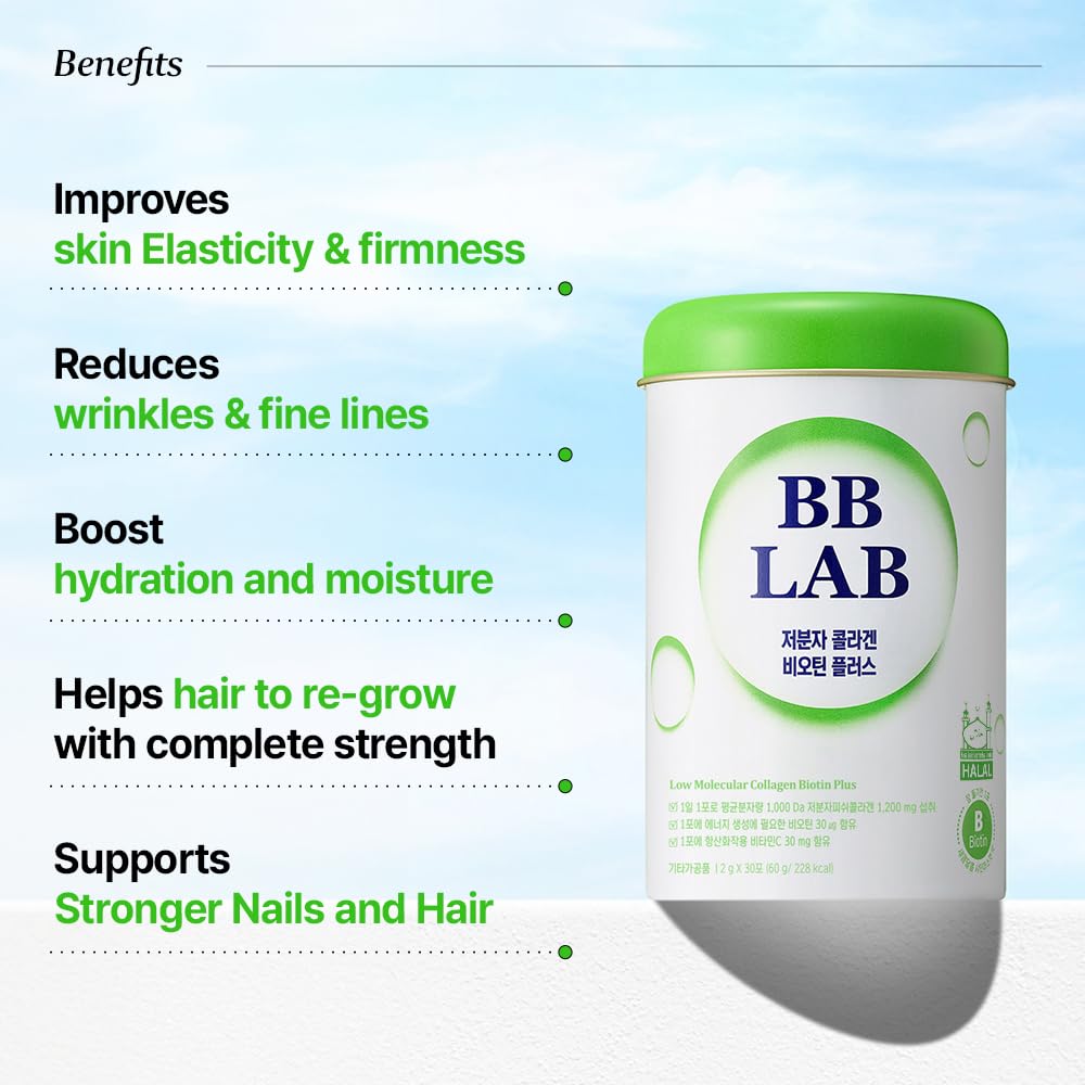 BB LAB Low Molecular Collagen Biotin Plus – Halal, Korean Marine Collagen, Shine Muscat Flavor