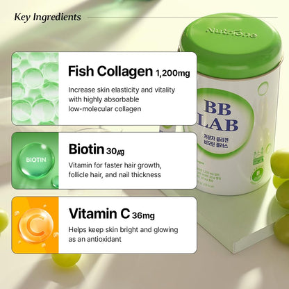 BB LAB Low Molecular Collagen Biotin Plus – Halal, Korean Marine Collagen, Shine Muscat Flavor