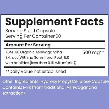 BBETTER KSM-66 Ashwagandha 500mg Capsules – Stress Relief & Mood Support | 120 Veg