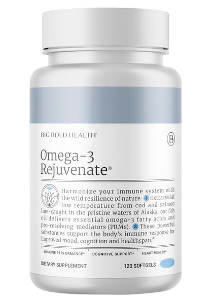 BIG BOLD HEALTH Omega-3 Rejuvenate – Wild Alaskan Fish Oil with PRMs (EPA, DHA, DPA) & Vitamins A & D (120 Softgels)