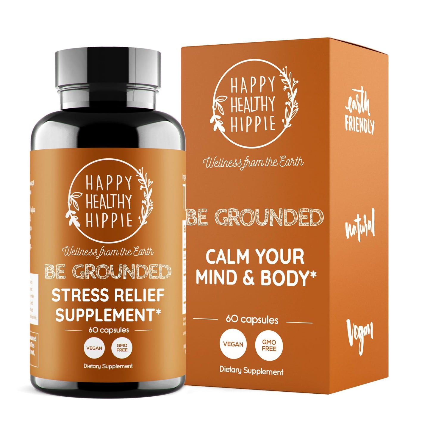 Be Grounded Stress Relief Supplement – Lavender Pills | Calm & Relaxation | 60 Ct | Happy Healthy Hippie