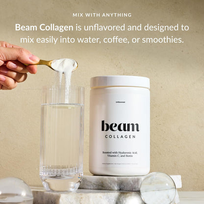 Beam Collagen Powder for Women – Grass-Fed, Hyaluronic Acid, Biotin | 15 Servings
