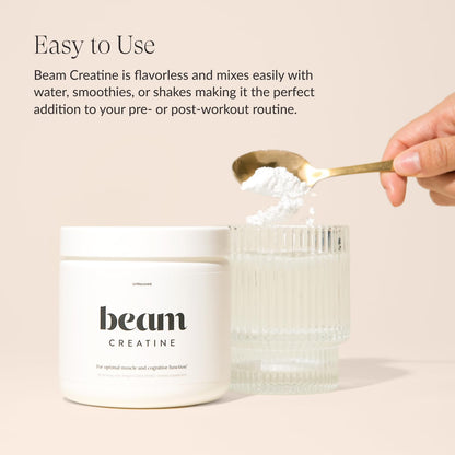Beam Creatine Powder – Third Party Tested, Micronized Creatine Monohydrate, Unflavored, 60 Servings