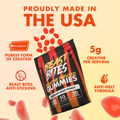 BEAST BITES Creatine Gummies - 5g Creapure, NSF Certified, 30 Servings