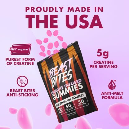 BEAST BITES Creatine Gummies - 5g Creapure per Serving, NSF Certified