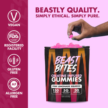 BEAST BITES Creatine Gummies - 5g Creapure per Serving, NSF Certified