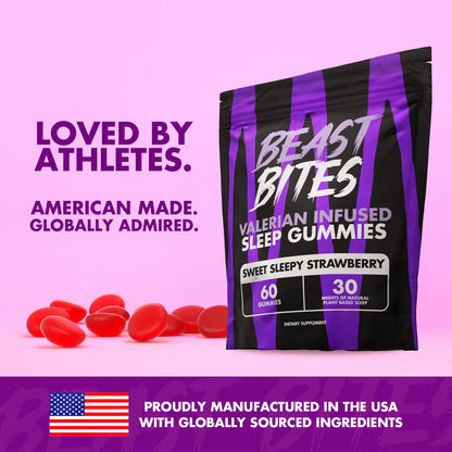 Beast Bites - Valerian Infused Sleep & Nighttime Recovery Gummies - NSF Certified for Sport - 30 Servings