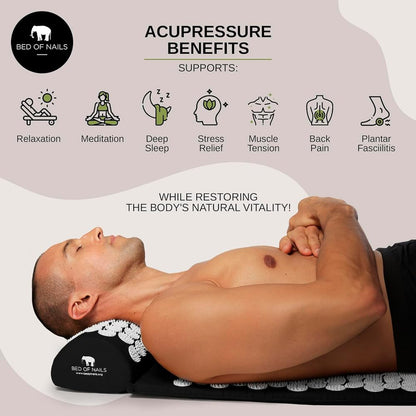 Bed of Nails Original Premium Acupressure Mat – 8,820 Nails, Jet Black