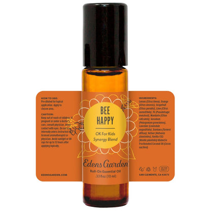 Edens Garden Bee Happy Essential Oil Roll-On Blend- 100% Pure Premium Grade, Natural, Therapeutic, Aromatherapy, Kid & Skin Safe, The Best for Relaxation, Tension Pre-Diluted 10 ml (.33 fl oz)
