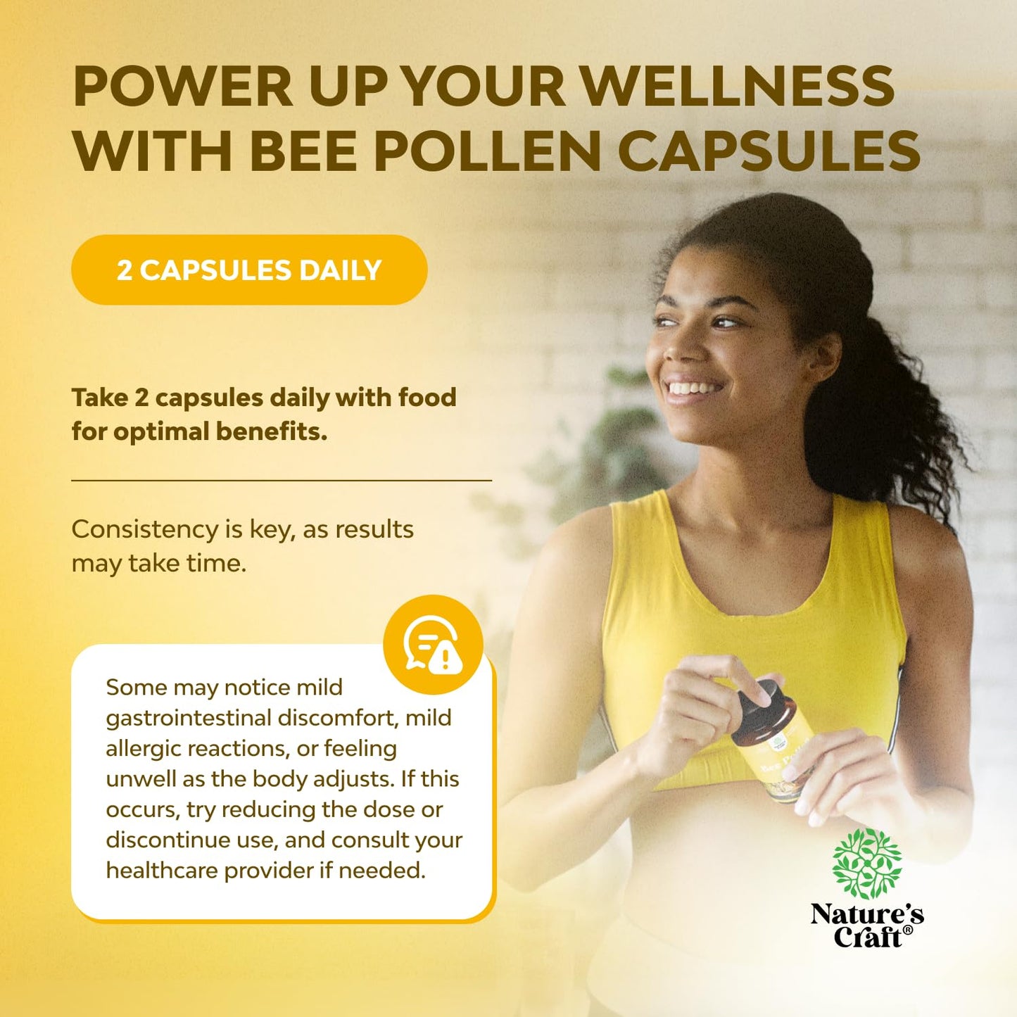 Bee Pollen Pills for Breast Growth - 120 Ct, 1000mg Serving | Vegetarian, Non-GMO, Gluten Free