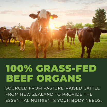 Beef Organ Supplement Grass Fed - 7-Organ NZ Complex | 180ct | Non-GMO