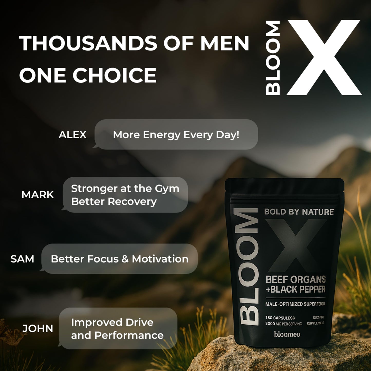 Beef Organ Supplement for Men – Grass-Fed Liver & 7 Organs | Bloom X 180 ct