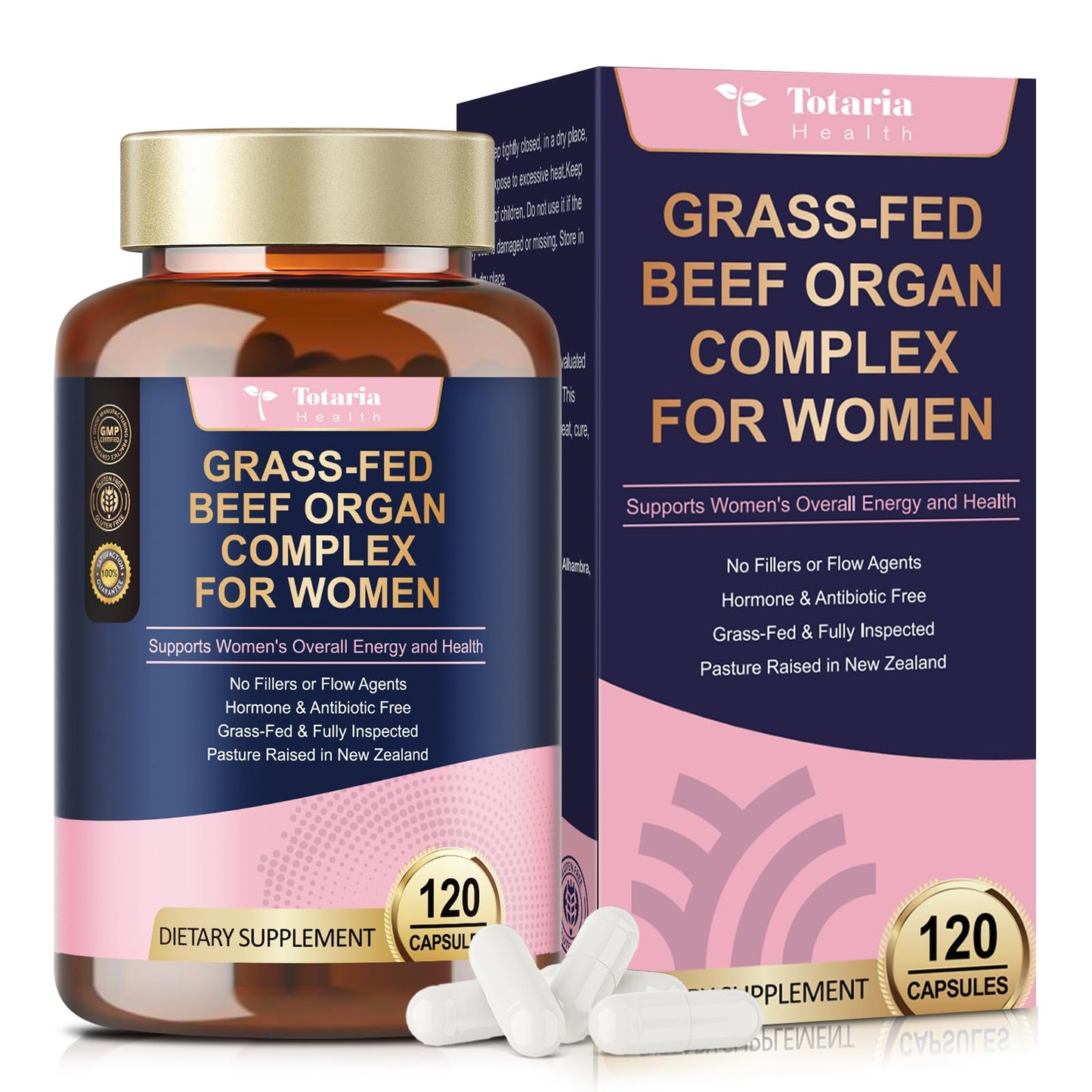 Beef Organ Supplement for Women | Grass-Fed Liver, Heart & Uterus - Hormone Balance & Energy | 120 Caps