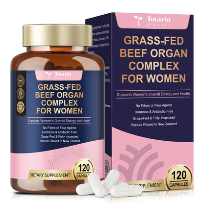 Beef Organ Supplement for Women | Grass-Fed Liver, Heart & Uterus - Hormone Balance & Energy | 120 Caps