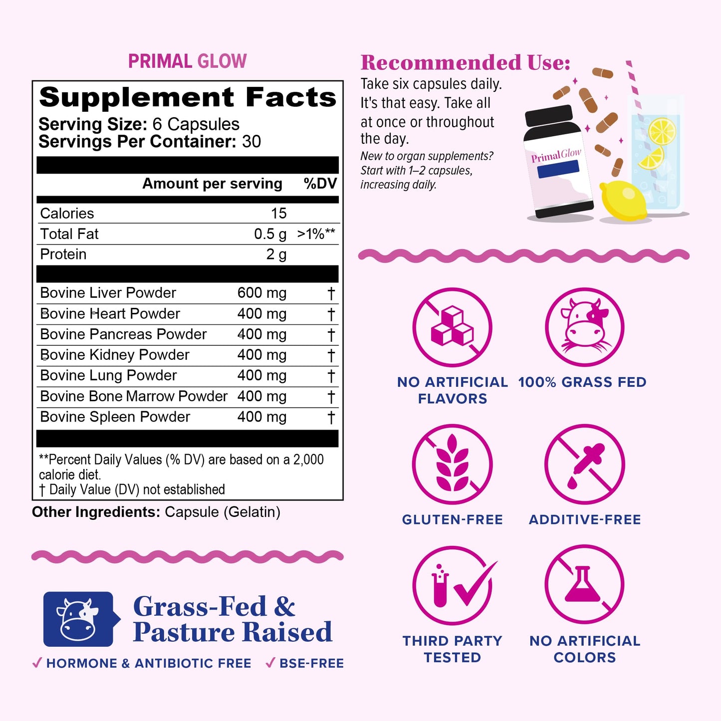 Beef Organ Supplement for Women | Grass-Fed NZ Bovine, 7 Organs, 30 Servings