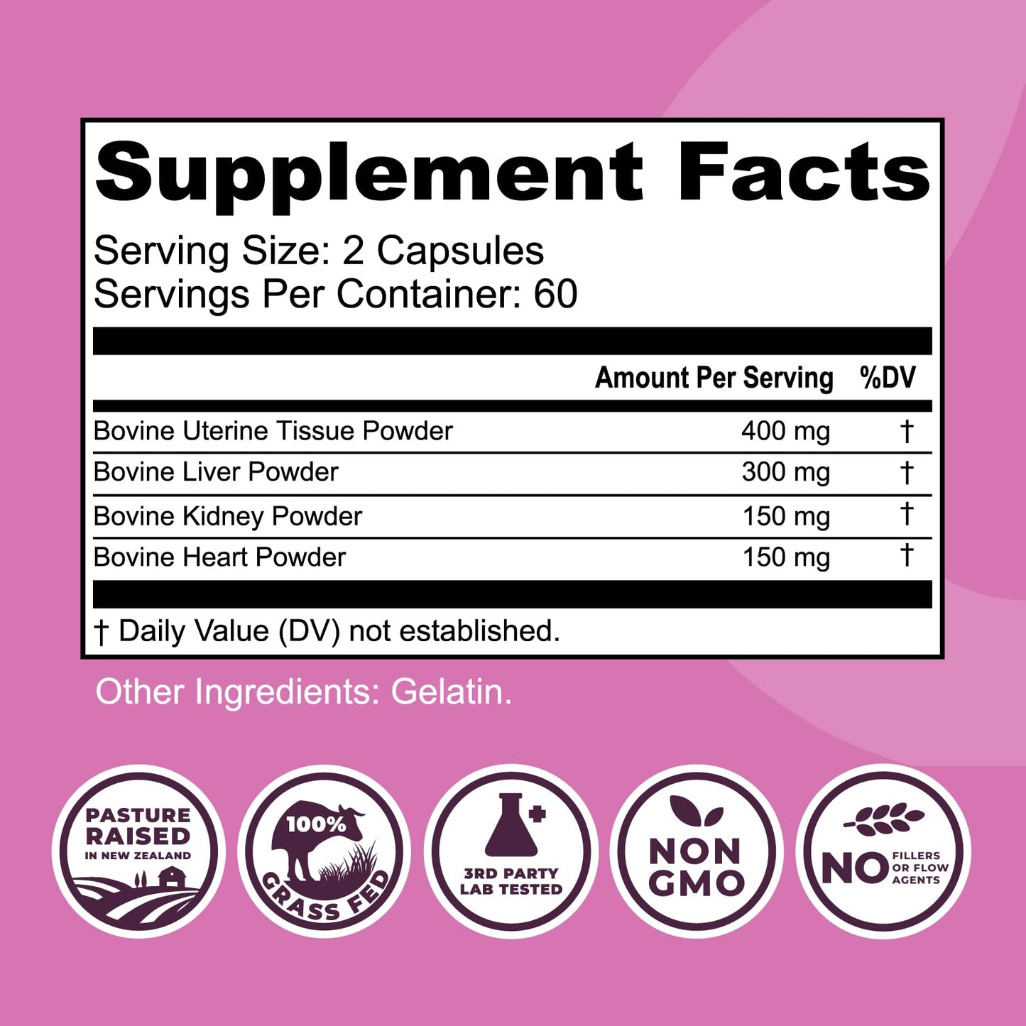 Beef Organ Supplement for Women - Grass-Fed NZ, 120 Capsules