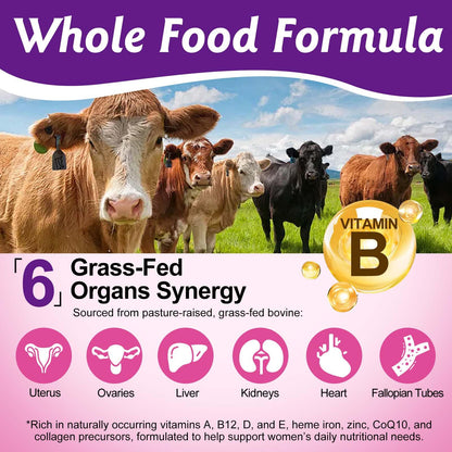Beef Organ Supplement for Women – 60 Capsules, Grass-Fed & Non-GMO